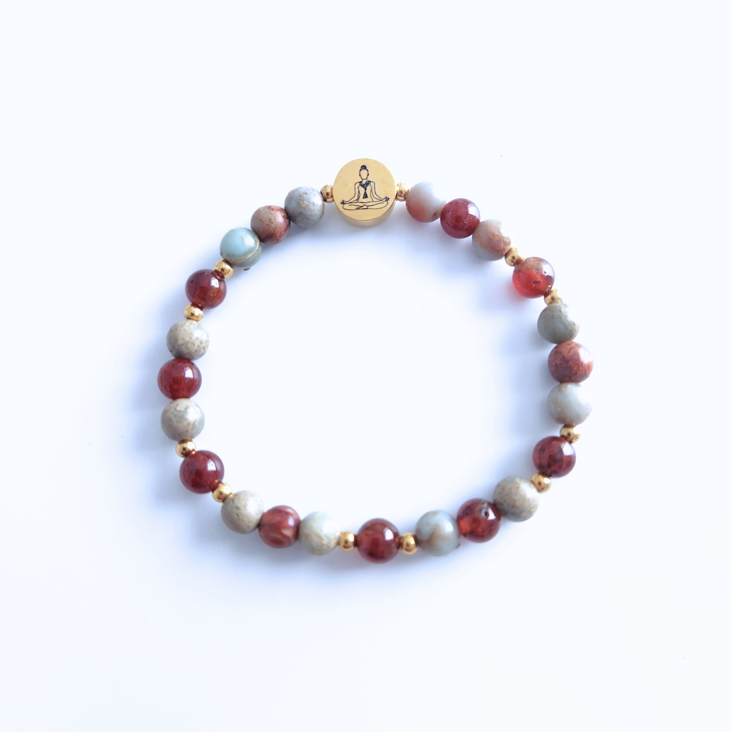 Bracelet pour femme en pierre naturelle de jaspe impérial et grenat héssonite.