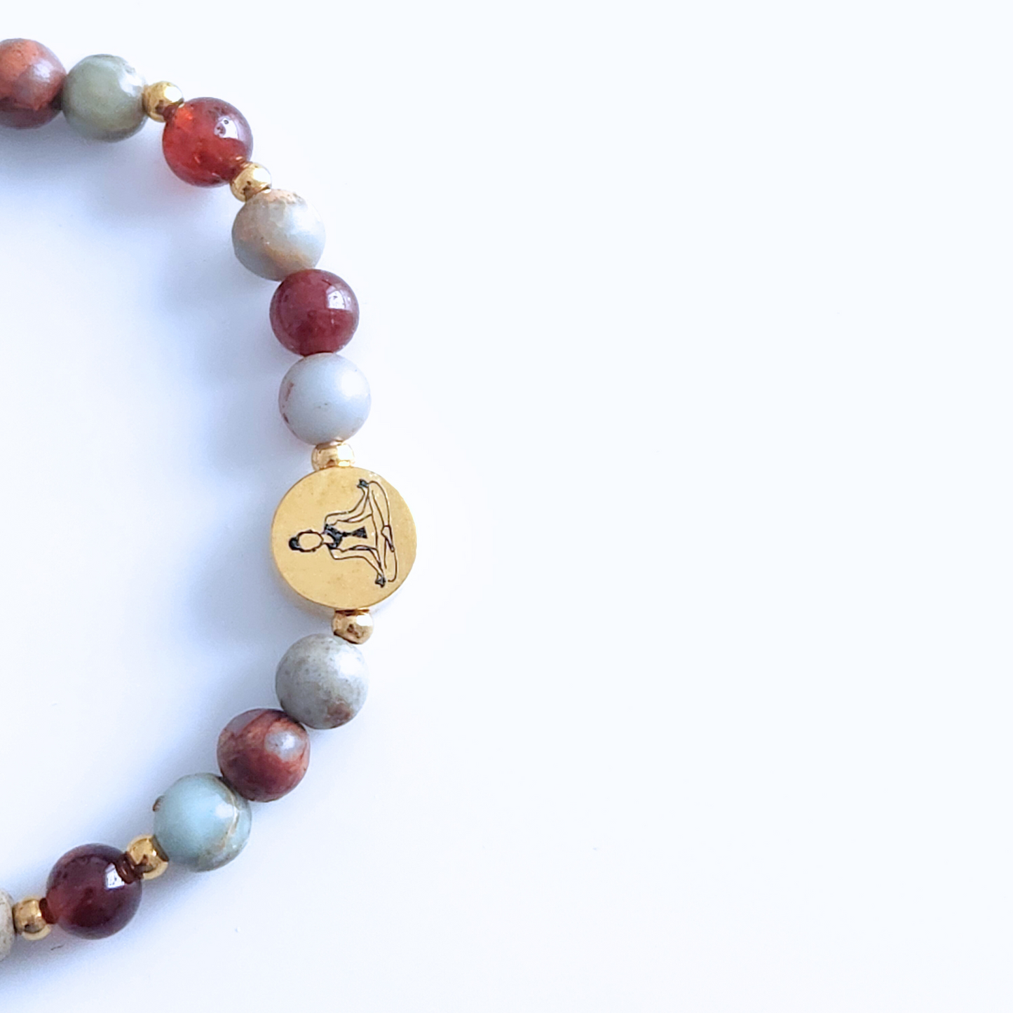 Bracelet pour femme en pierre naturelle de jaspe impérial et grenat héssonite.