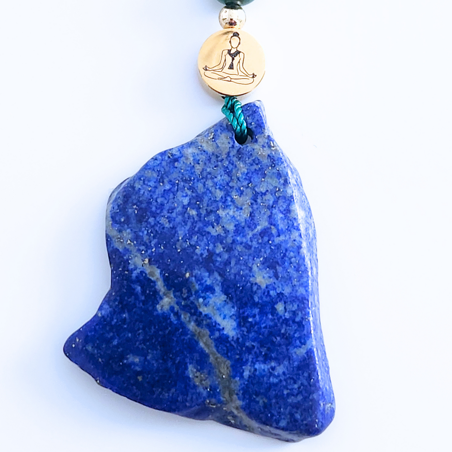 Mala en pierre naturelle de lapis-lazuli et malachite.