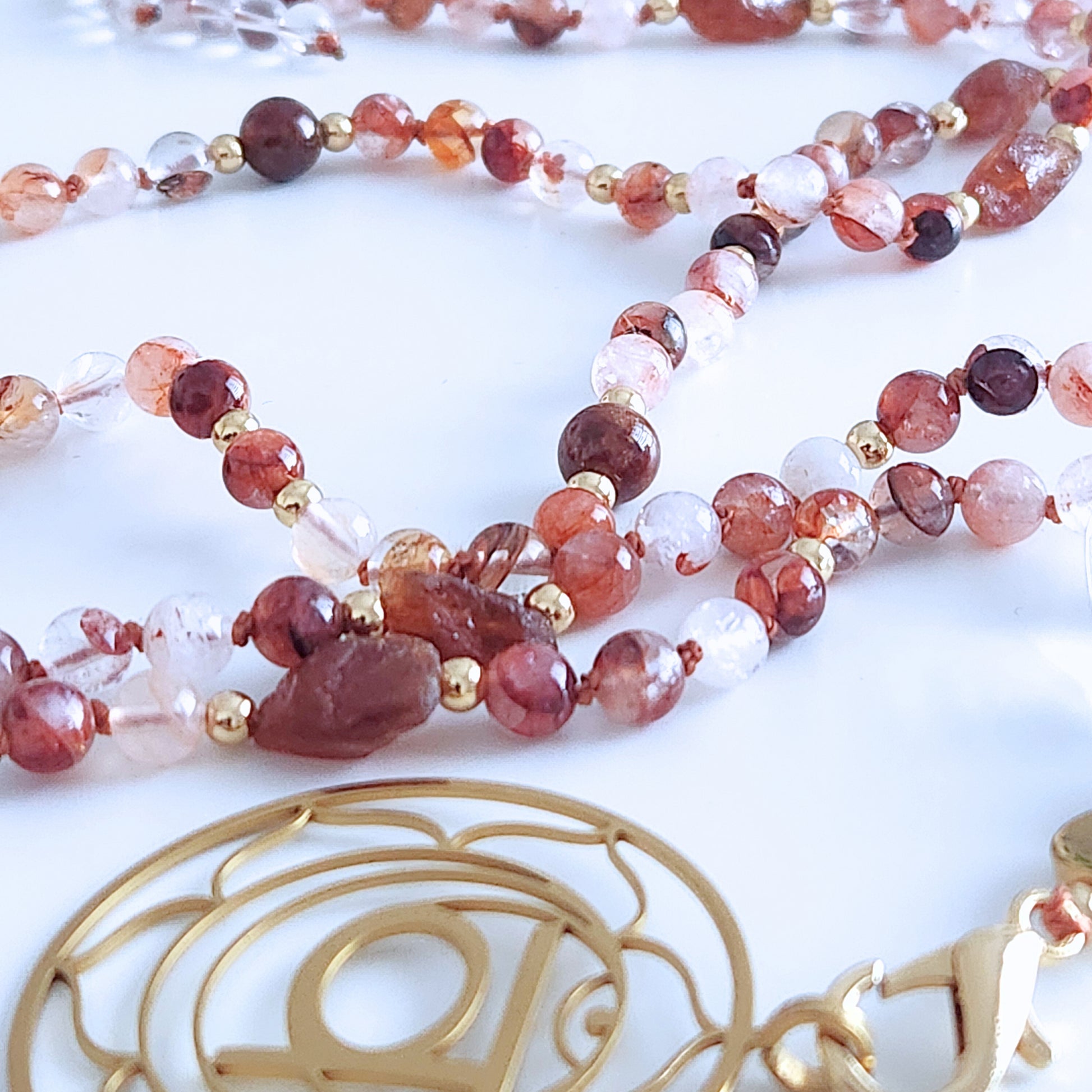 Mala quartz hématoïde - Collier