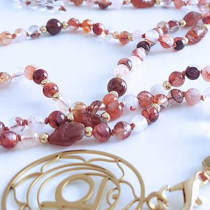 Mala quartz hématoïde - Collier