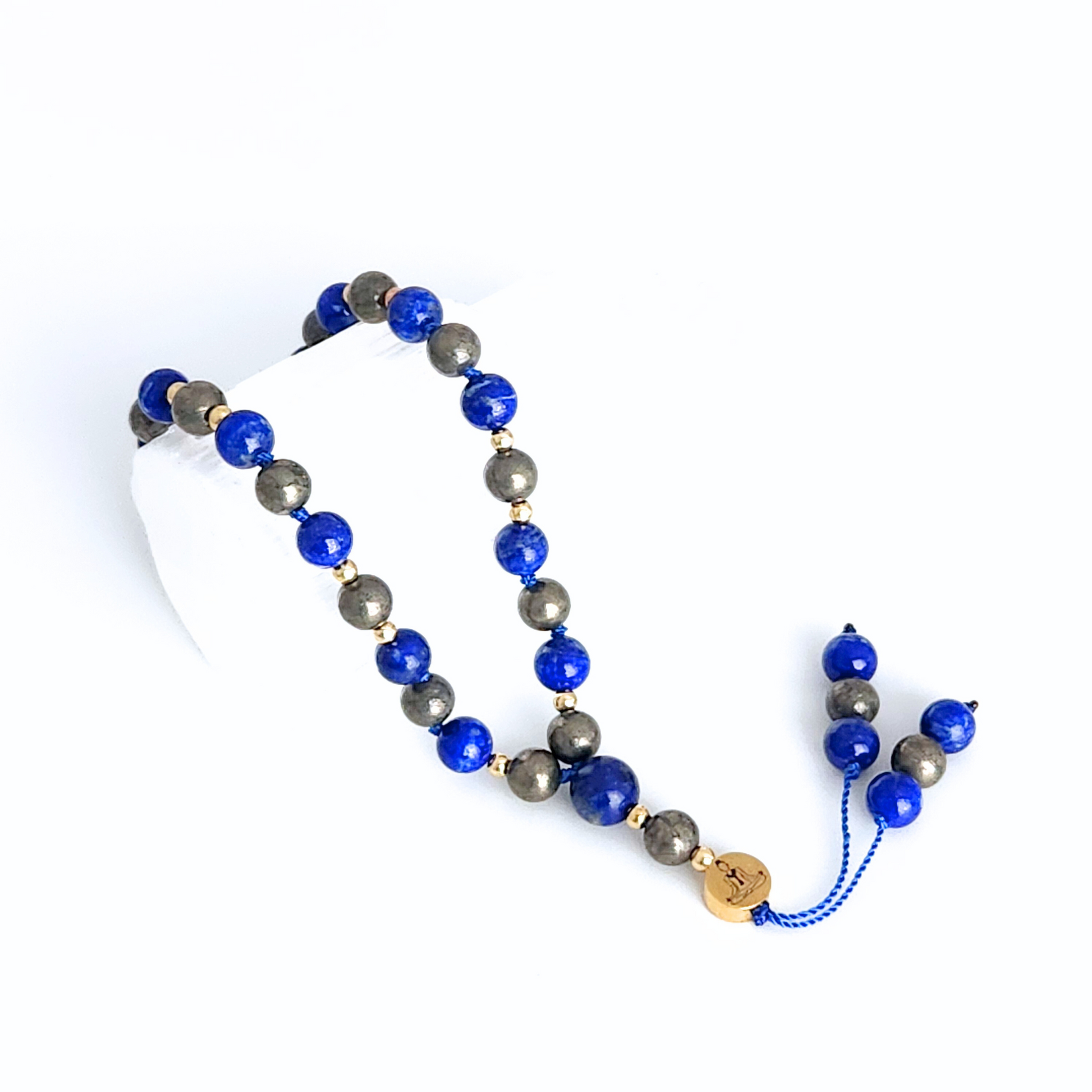 Mini mala de poche en pierre naturelle de lapis lazuli et pyrite.