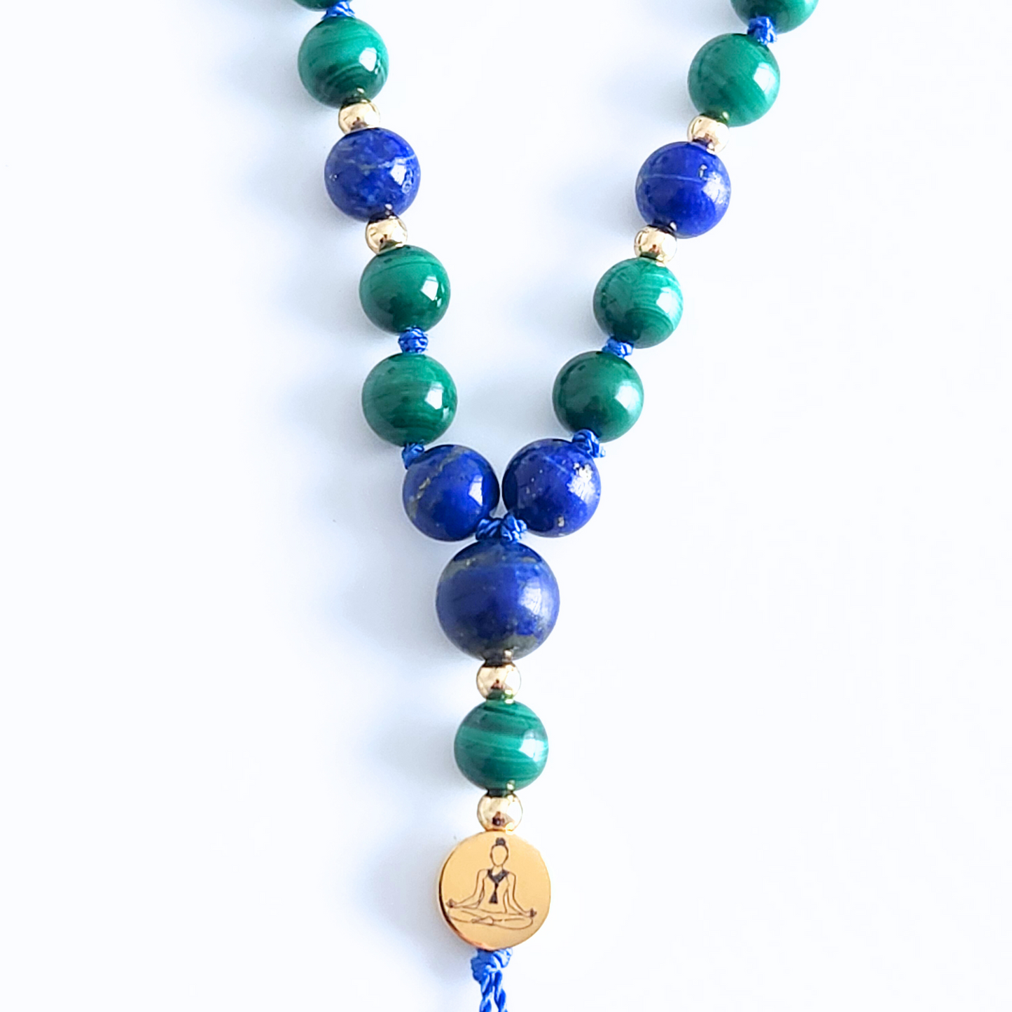 Mini mala de poche en pierre naturelle de lapis lazuli et malachite.