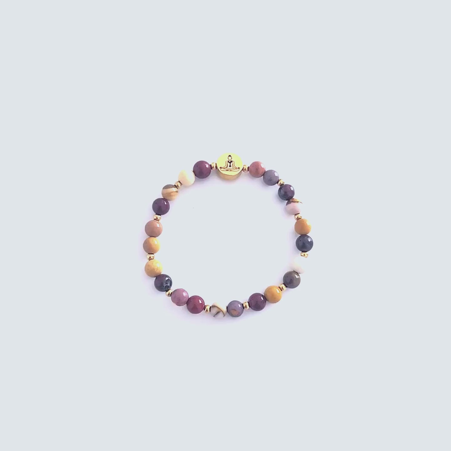 Vidéo du bracelet pour femme en pierre naturelle de jaspe mokaïte.